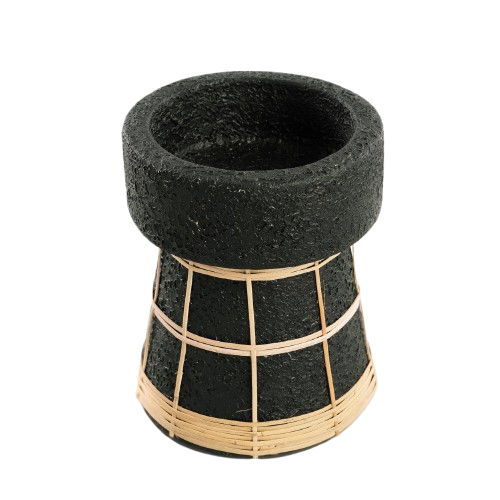The Serene Candle Holder - Black Natural - Medium H16