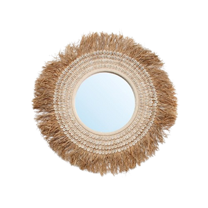 The Raffia Cowrie Mirror - Natural White H75