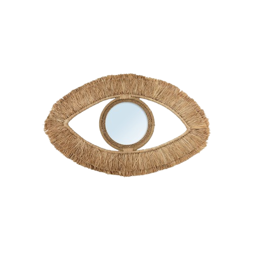 The Raffia Eye Mirror - Natural - Medium H40