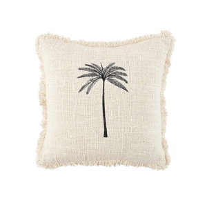 The Gili Palm Cushion Cover - Natural Black