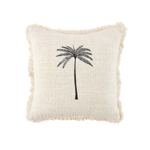 The Gili Palm Cushion Cover - Natural Black