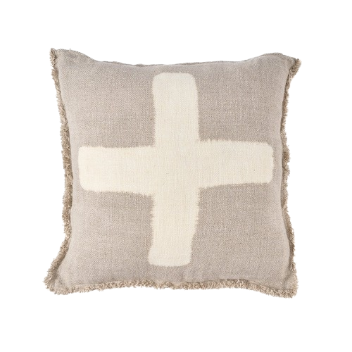 The Ivory Cross Cushion Cover - Natural White