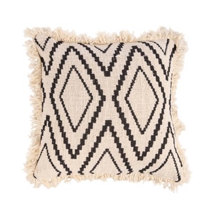 The Sahara Diamond Cushion Cover - Natural Black