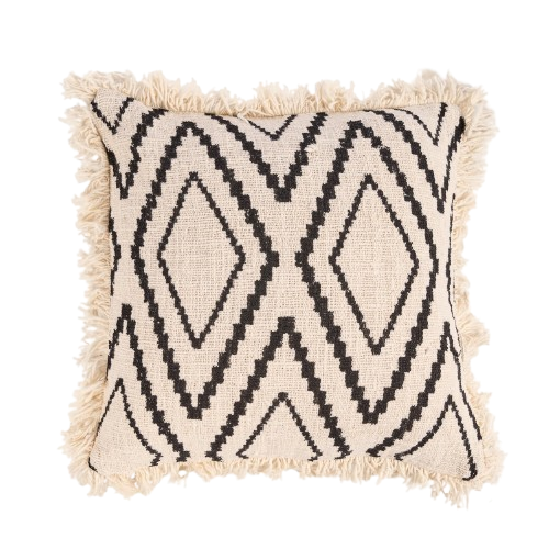 The Sahara Diamond Cushion Cover - Natural Black