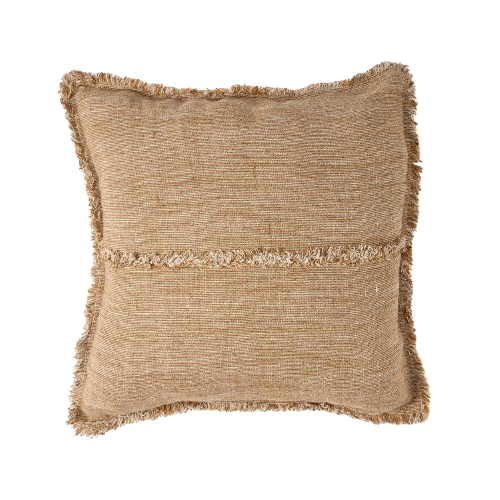 The Sahara Fringe Cushion Cover - Natural Brown W50