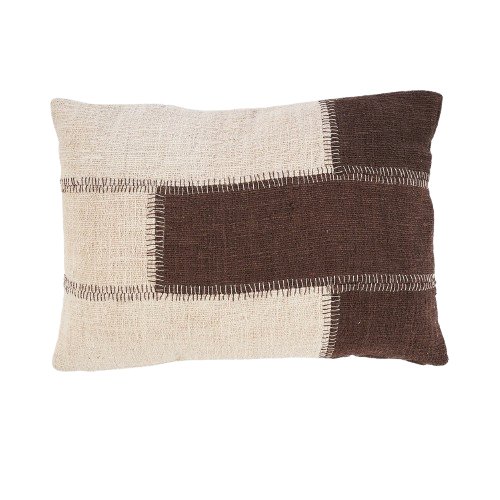 The Cocoa Patchwork Cushion Cover - Natural Brown