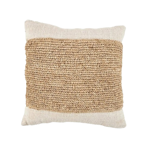 The Raffia Stamp Cushion Cover - Natural