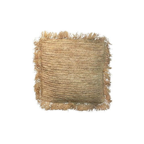 The Raffia Cushion Cover Square - Natural Black