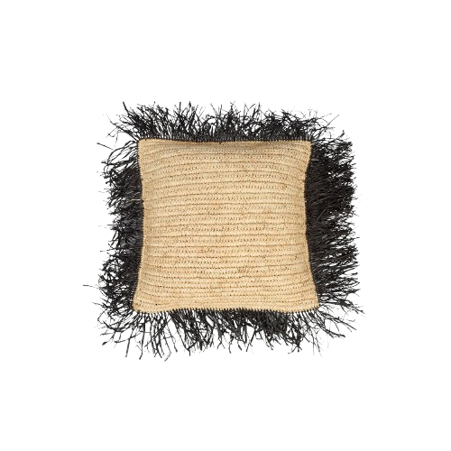 The Raffia Cushion Cover Square - Natural Black - 40x40