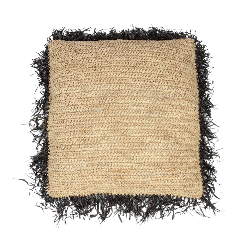 The Raffia Cushion Cover Square - Natural Black - 60x60