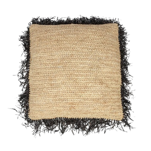 The Raffia Cushion Cover Square - Natural Black - 60x60