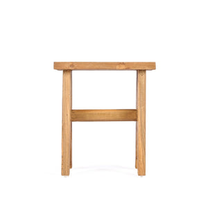 Rustic Teak Wood Stool – Natural Finish L40