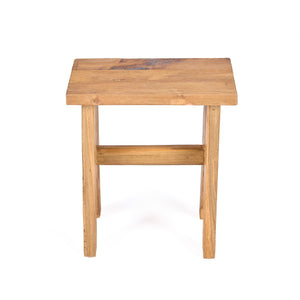 Rustic Teak Wood Stool – Natural Finish L40