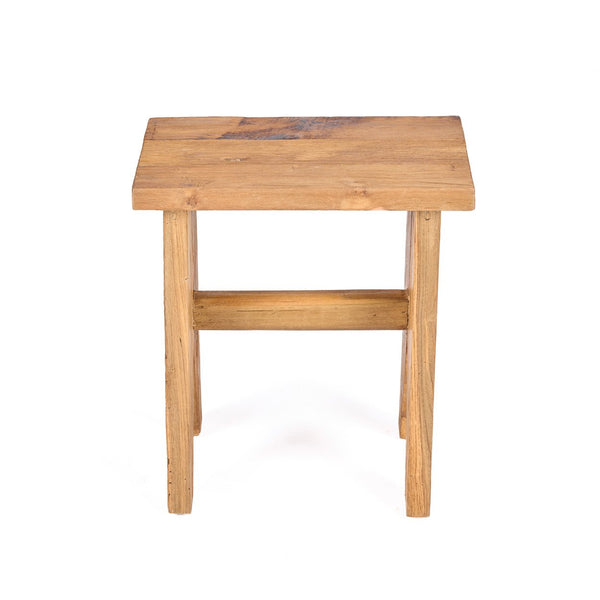 Rustic Teak Wood Stool – Natural Finish L40