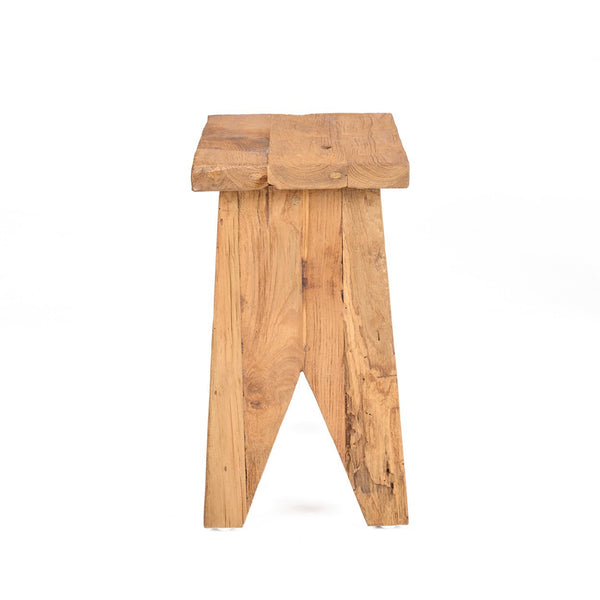 Rustic Teak Wood Stool – Natural Finish L40