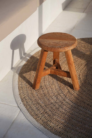 Round Reclaimed Teak Wood Stool D35