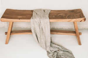 Solid Wood Bench – Natural Finish – 120 cm