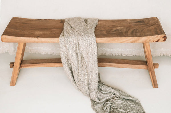 Solid Wood Bench – Natural Finish – 120 cm