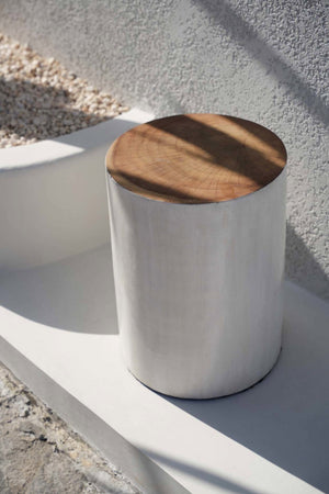 Handmade Solid Wood Stool – Natural White D30