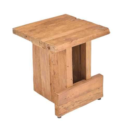Solid Wood Block Stool – Natural Finish L40