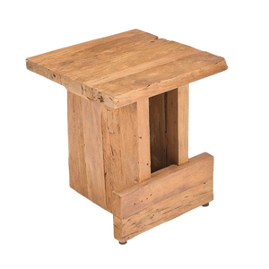 Solid Wood Block Stool – Natural Finish L40