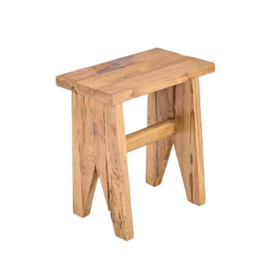 Rustic Teak Wood Stool – Natural Finish L40
