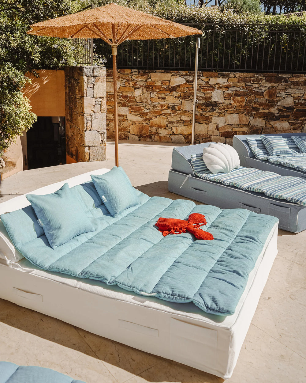 Mattress Topper – 2-Seater Sun Lounger – Sky Blue